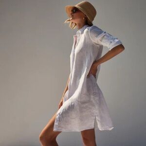 JAMES PERSE LIGHTWEIGHT LINEN SHIRT DRESS WHITE SIZE 0